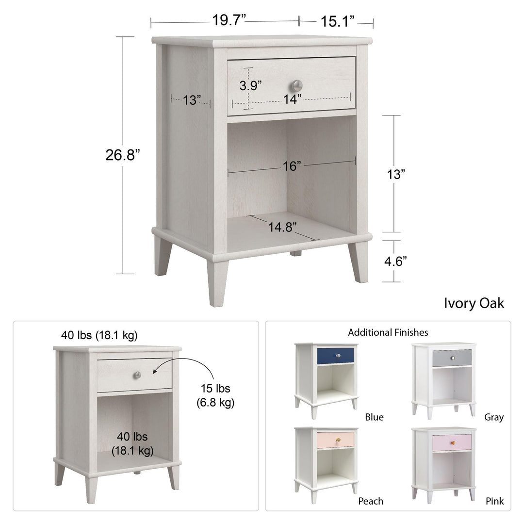 Nightstand with 2 Sets of Knobs for Bedroom -  Pink