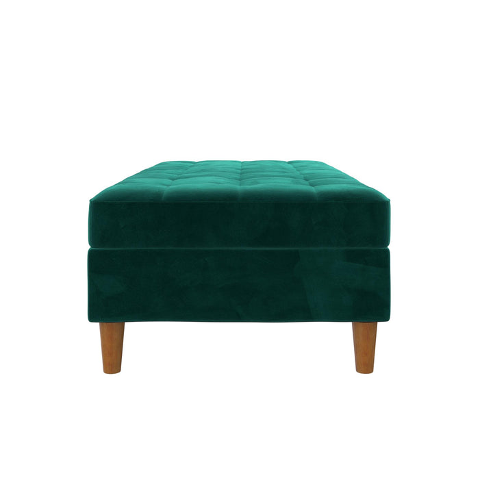 Tufted Ottoman with Presley Design and Storage -  Green