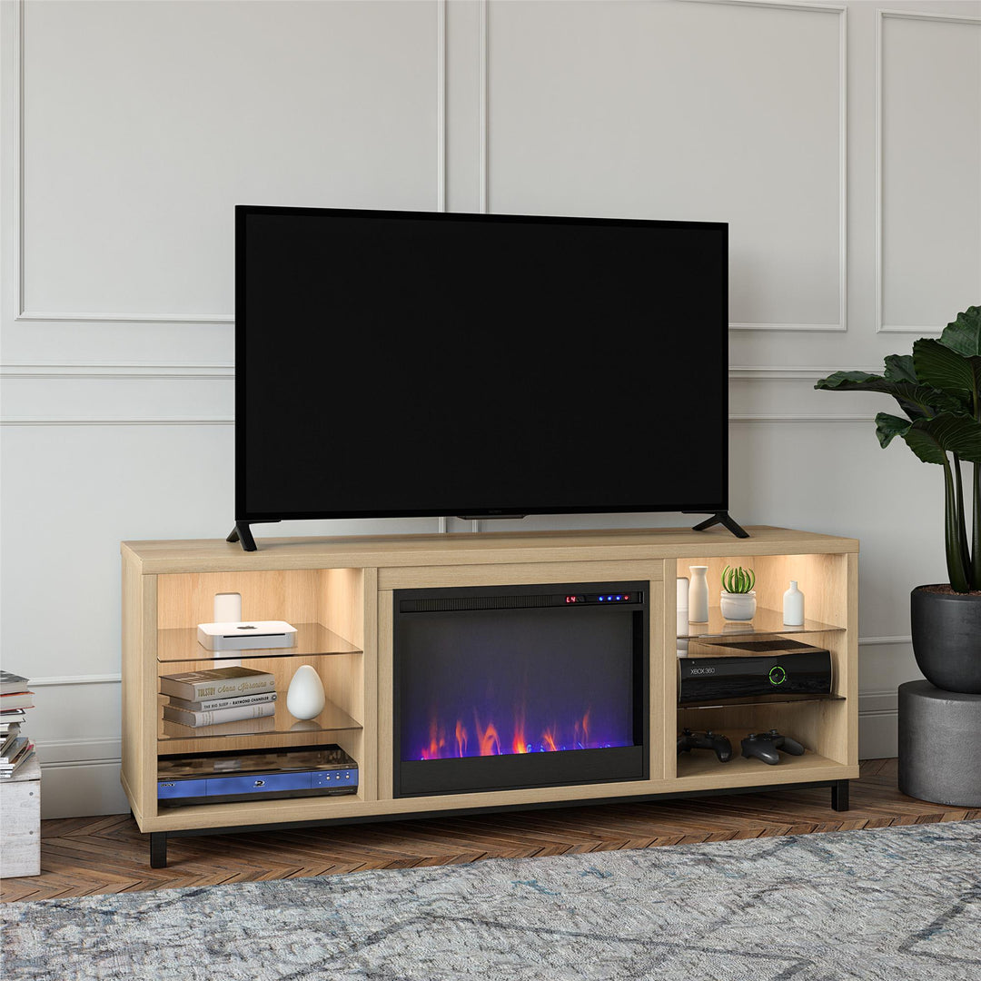 Lumina Fireplace TV Stand with Remote Control -  Blonde Oak 