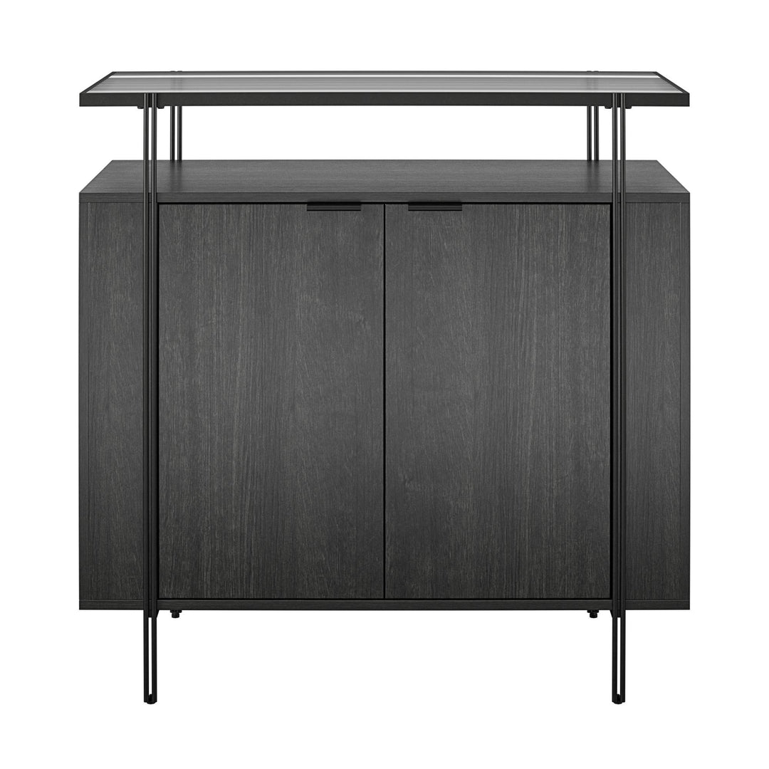 Vance Bar Cabinet with Open Shelf - Black Oak