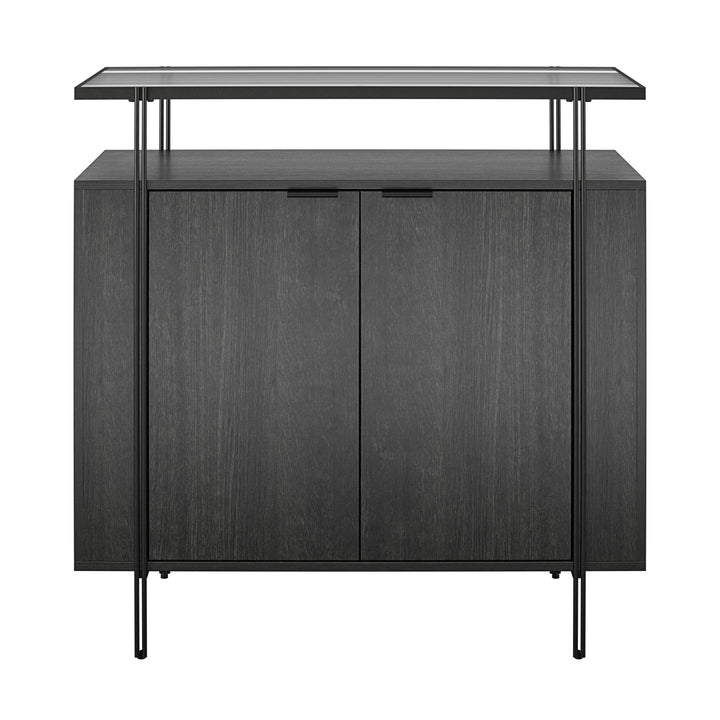 Vance Bar Cabinet with Open Shelf - Black Oak