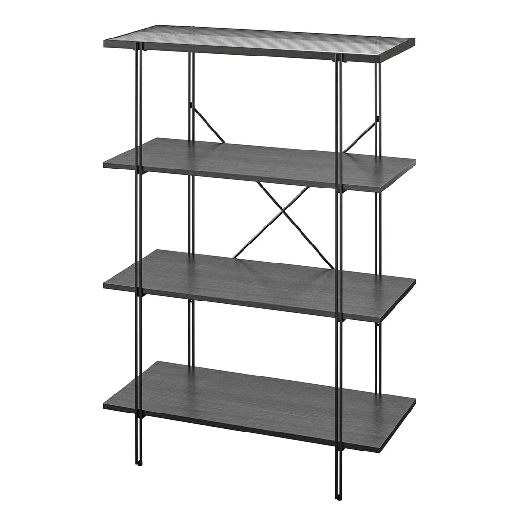 Four Open Shelves for Books and Decorative Display - Black Oak