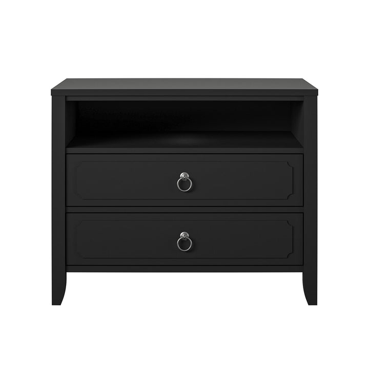 Her Majesty 2 Drawer Nightstand with 1 Open Cubby and 2 Drawers - Black