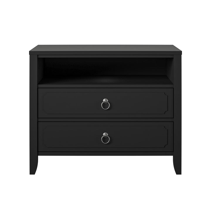 Her Majesty 2 Drawer Nightstand with 1 Open Cubby and 2 Drawers - Black
