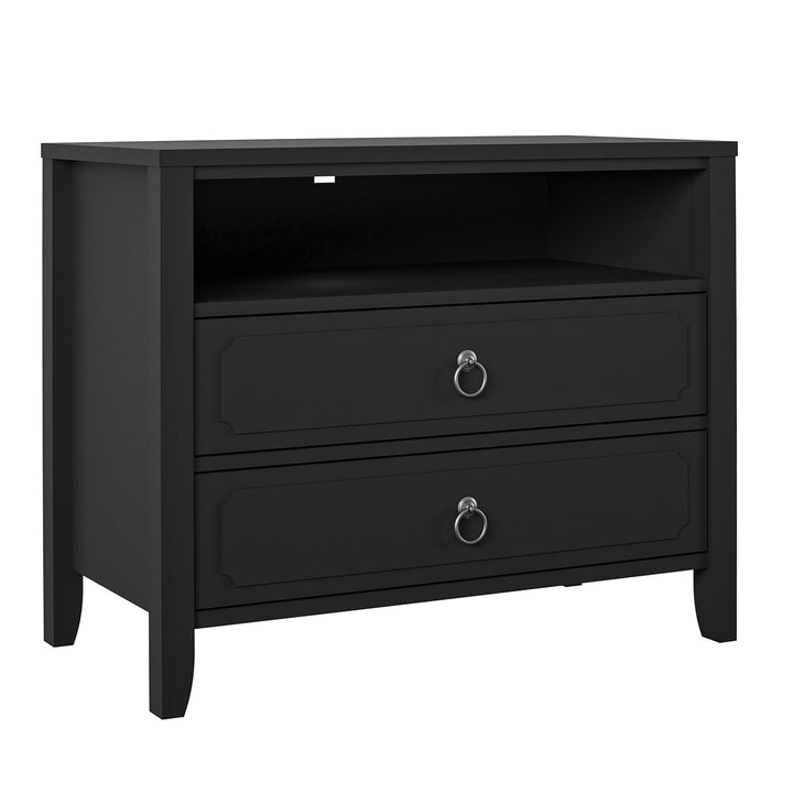 Her Majesty 2 Drawer Nightstand with 1 Open Cubby and 2 Drawers - Black