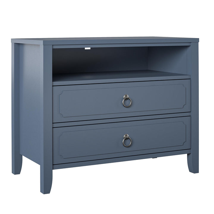 Her Majesty 2 Drawer Nightstand with 1 Open Cubby and 2 Drawers - Blue