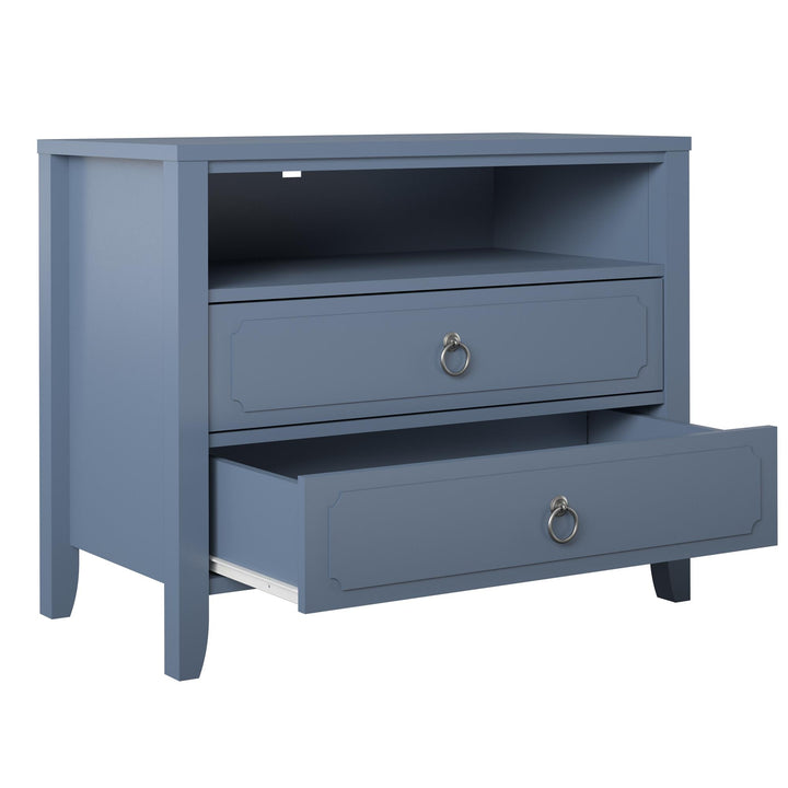 Her Majesty 2 Drawer Nightstand with 1 Open Cubby and 2 Drawers - Blue