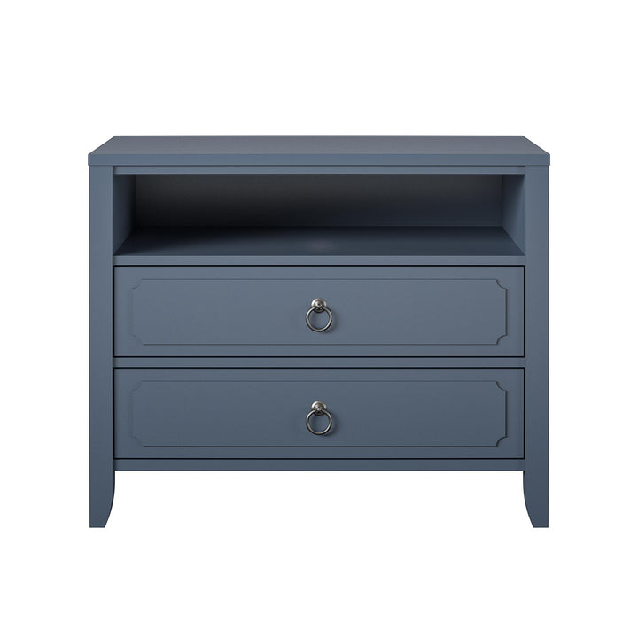 Her Majesty 2 Drawer Nightstand with 1 Open Cubby and 2 Drawers - Blue