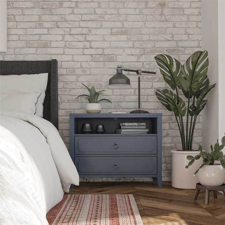 Her Majesty 2 Drawer Nightstand with 1 Open Cubby and 2 Drawers - Blue