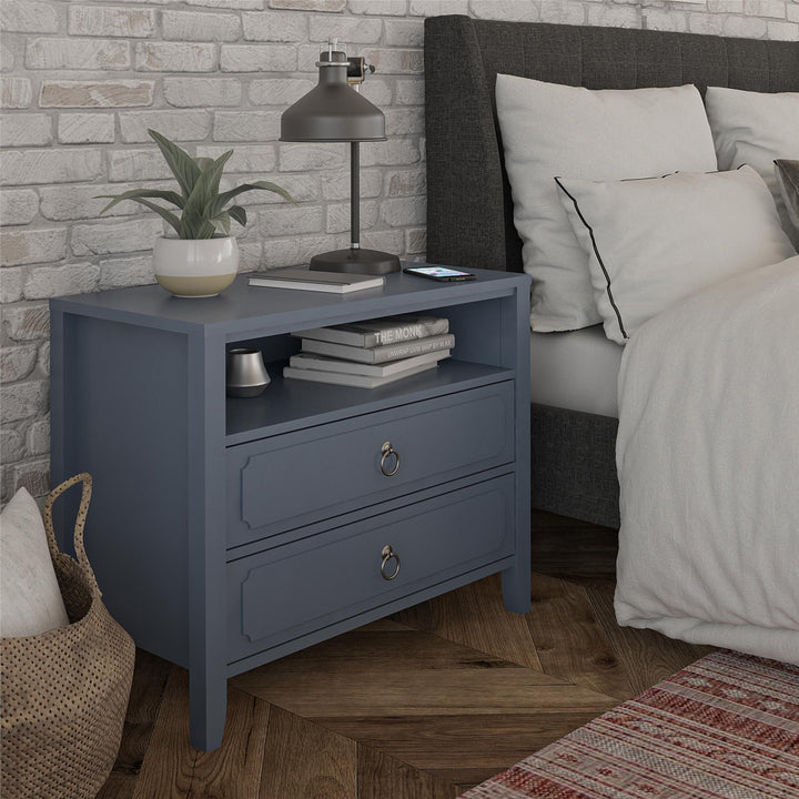 Her Majesty 2 Drawer Nightstand with 1 Open Cubby and 2 Drawers - Blue