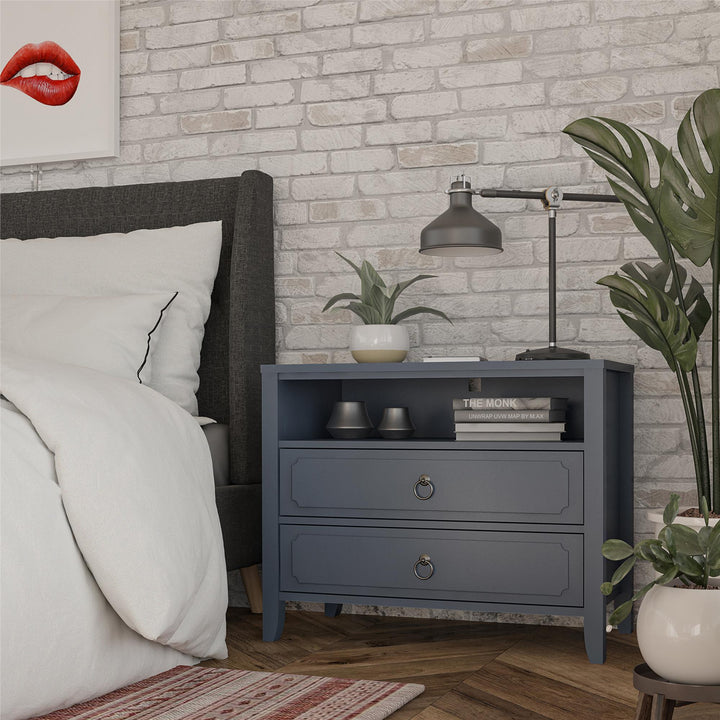 Her Majesty 2 Drawer Nightstand with 1 Open Cubby and 2 Drawers - Blue