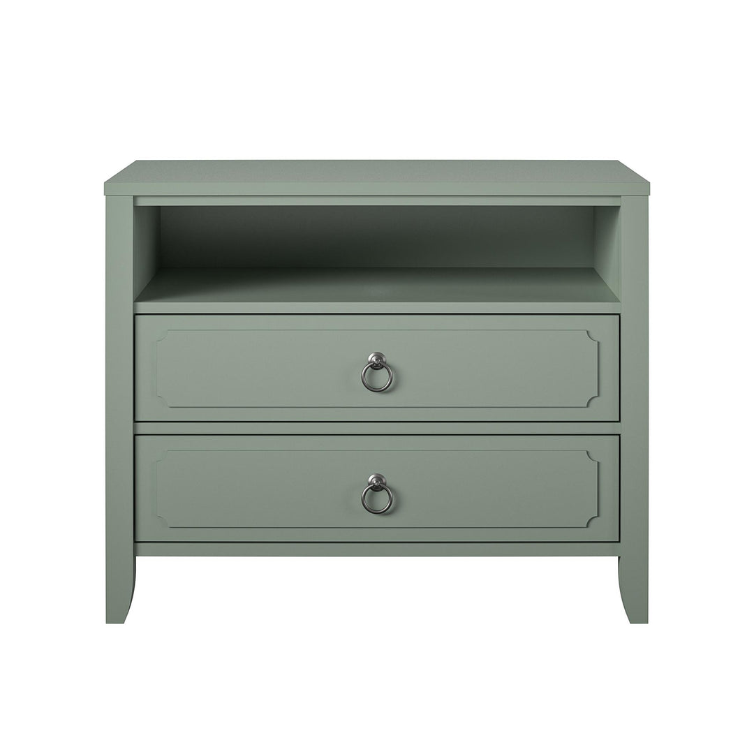 Her Majesty 2 Drawer Nightstand with 1 Open Cubby and 2 Drawers - Pale Green