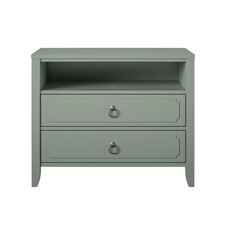 Her Majesty 2 Drawer Nightstand with 1 Open Cubby and 2 Drawers - Pale Green