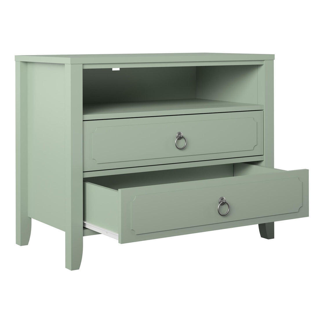 Her Majesty 2 Drawer Nightstand with 1 Open Cubby and 2 Drawers - Pale Green
