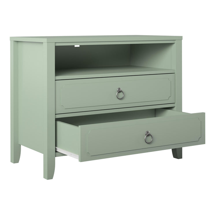 Her Majesty 2 Drawer Nightstand with 1 Open Cubby and 2 Drawers - Pale Green