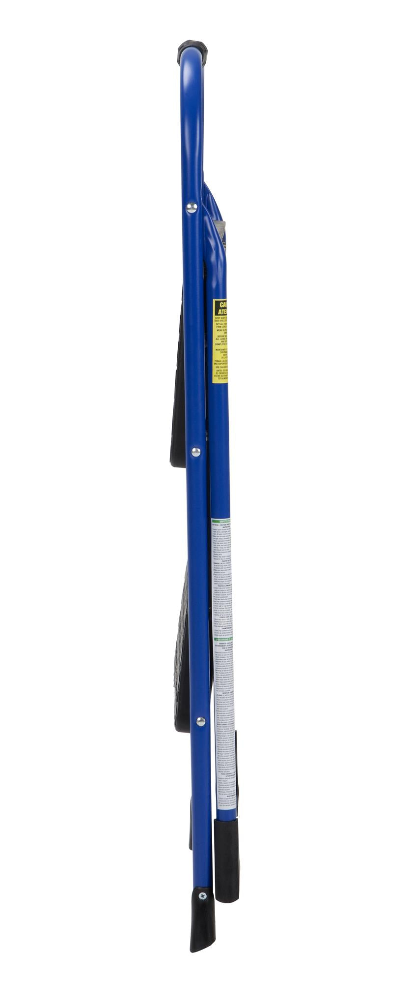 2 Step Steel Step Stool with Rubber Hand Grip - Blue / Black - 1-Pack