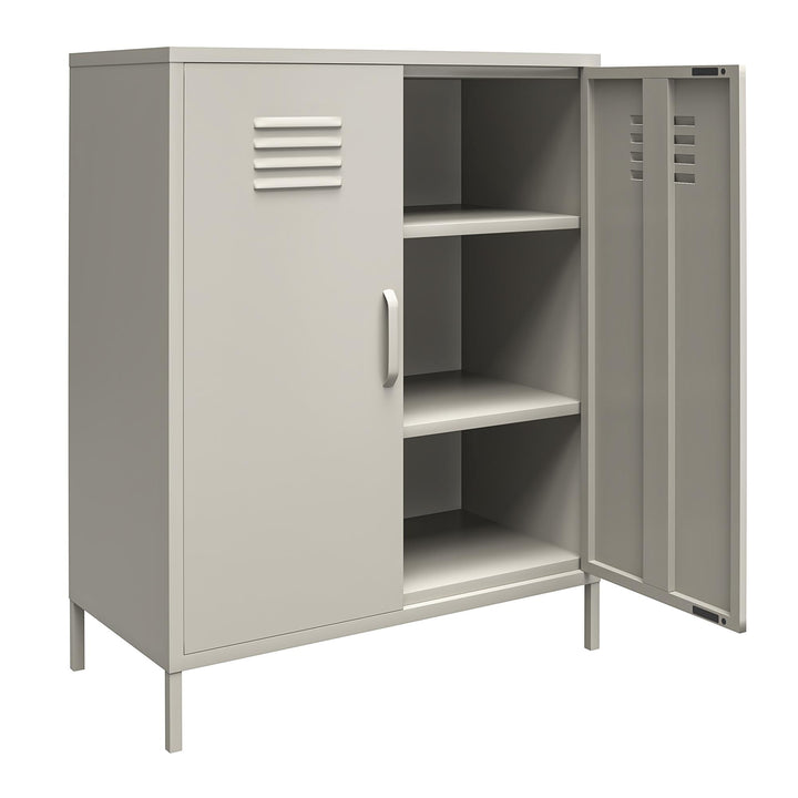 Shadwick 2 Door Metal Locker Style Accent Storage Cabinet - Taupe