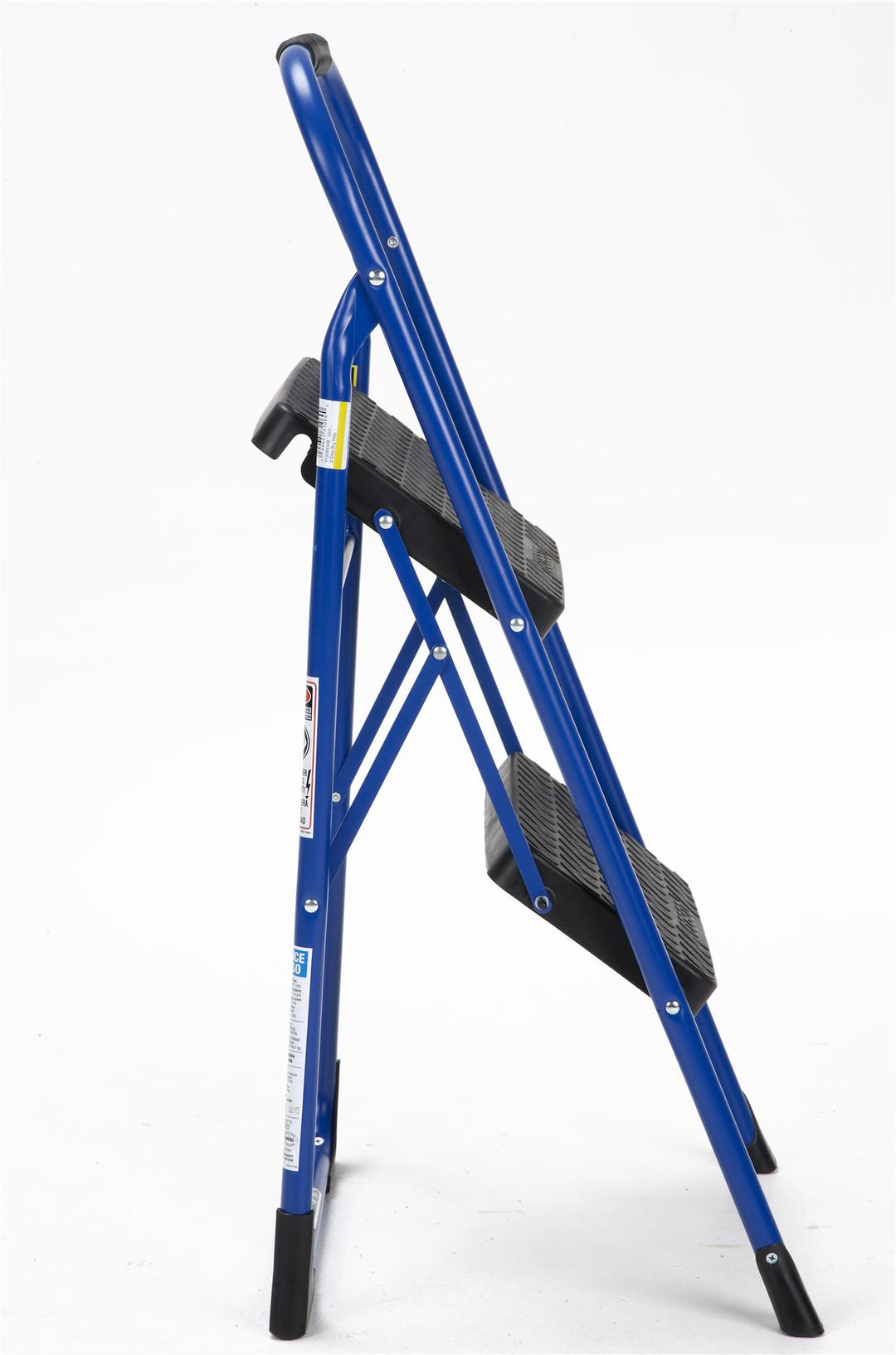 2 Step Steel Step Stool with Rubber Hand Grip - Blue / Black - 1-Pack