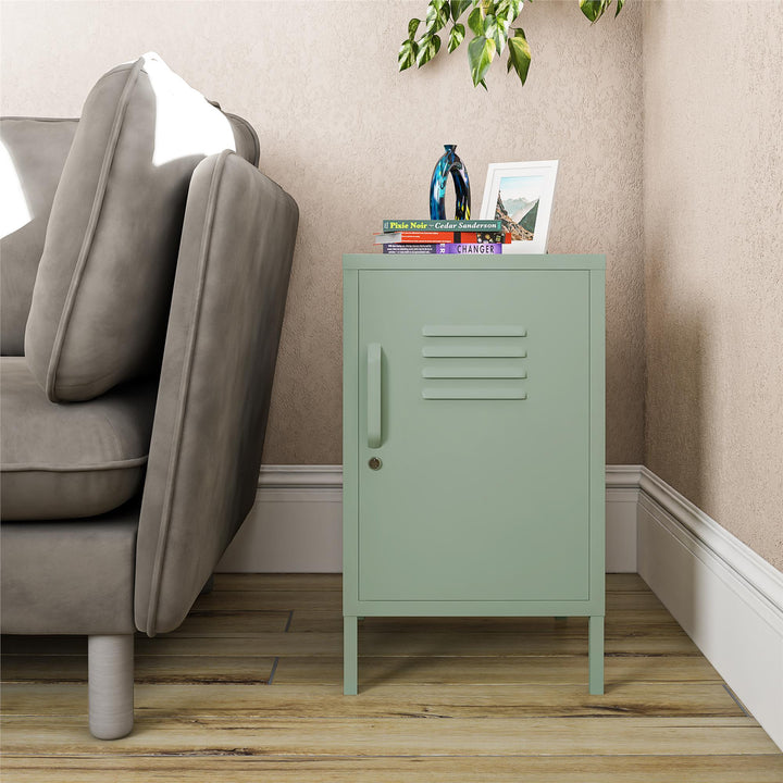 Shadwick 1 Door Metal Locker Style Livingroom End Table - Pale Green