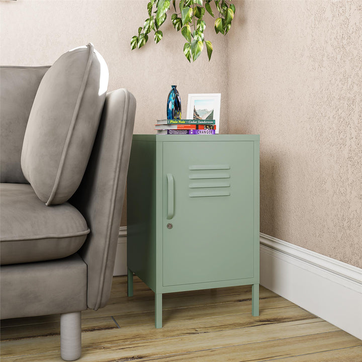 Shadwick 1 Door Metal Locker Style Livingroom End Table - Pale Green