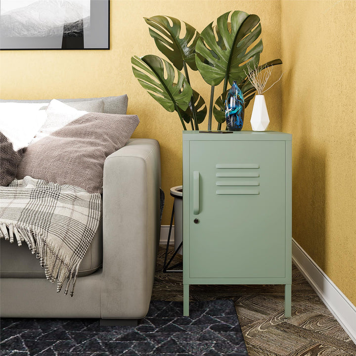 Shadwick 1 Door Metal Locker Style Livingroom End Table - Pale Green