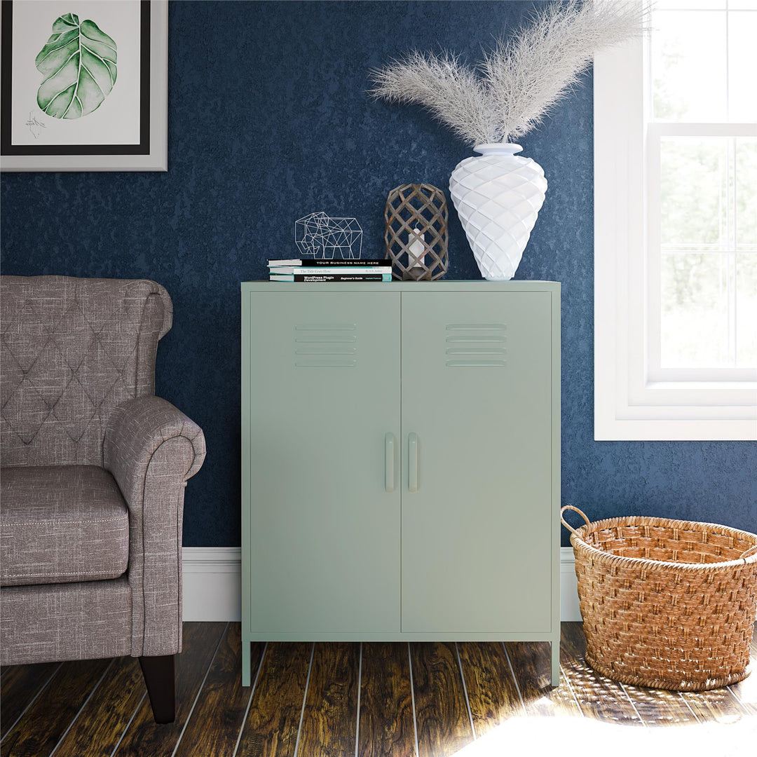Shadwick 2 Door Metal Locker Style Accent Storage Cabinet - Pale Green