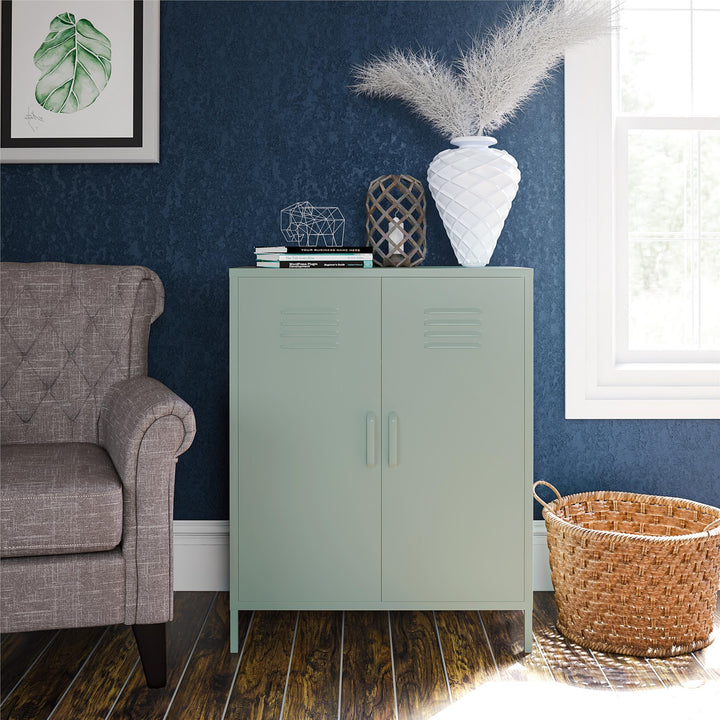 Shadwick 2 Door Metal Locker Style Accent Storage Cabinet - Pale Green