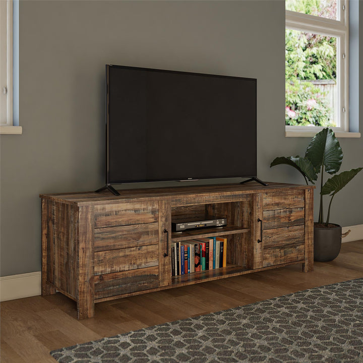 Rustic 70-inch media stand -  Weathered Oak