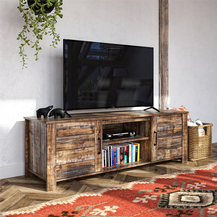 70-inch TV stand with storage -  Weathered Oak