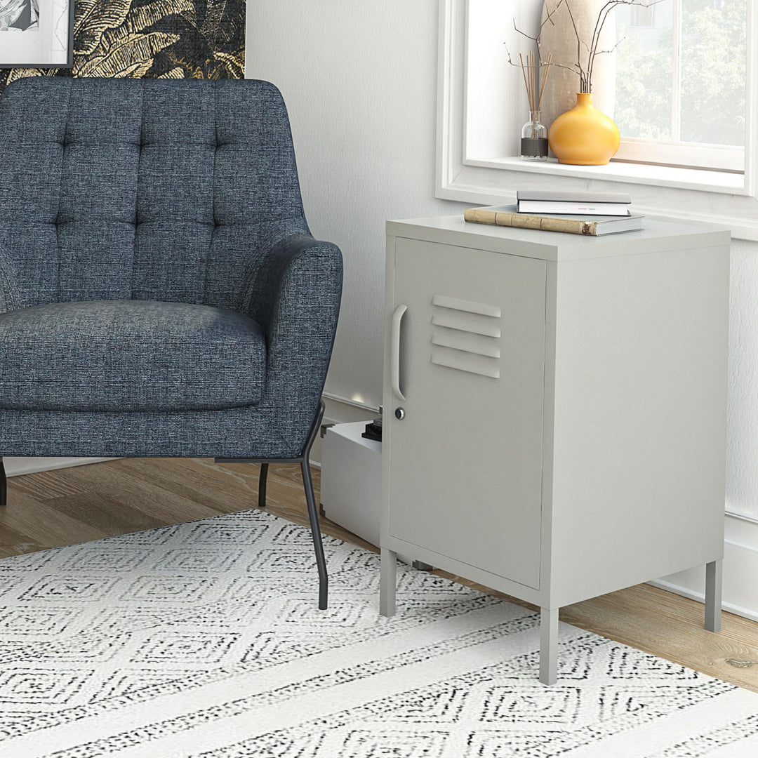 Shadwick 1 Door Metal Locker Style End Table - Taupe