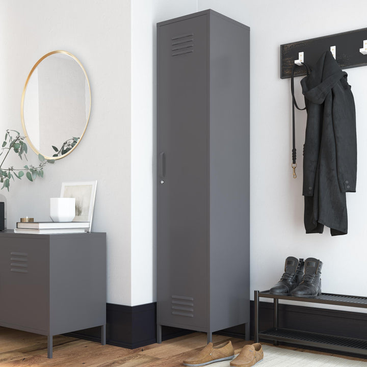 Shadwick 1 Door Tall Single Metal Locker Style Storage Cabinet - Graphite Grey