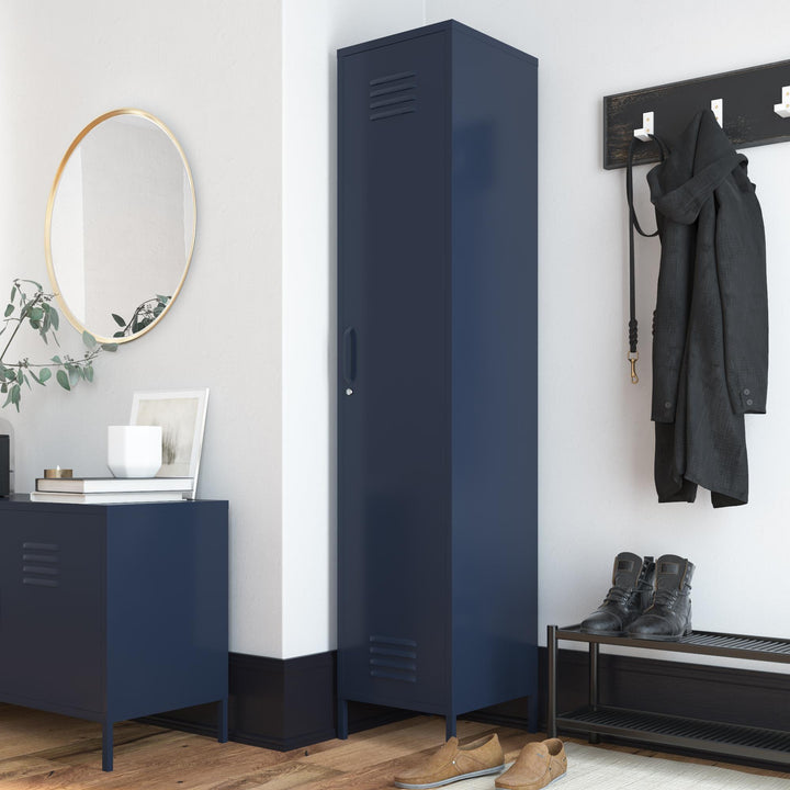 Shadwick 1 Door Tall Single Metal Locker Style Storage Cabinet - Navy