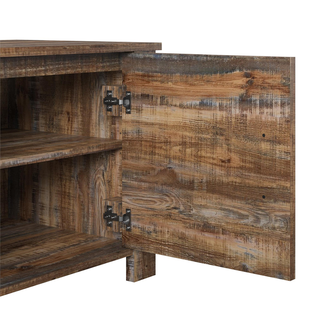 Ranch style TV console with doors -  Weathered Oak