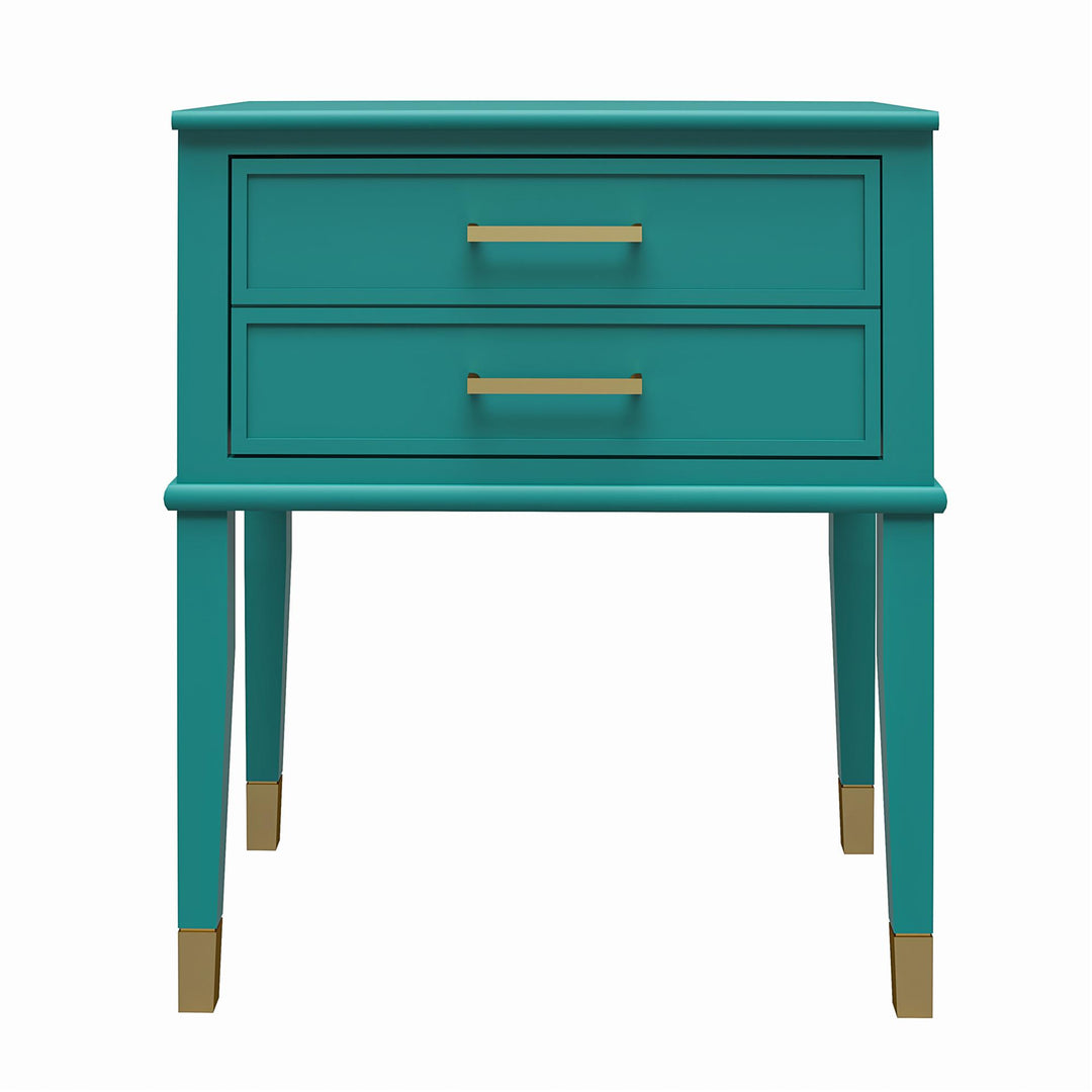 Westerleigh 2 Drawer Nightstand with Gold Accents - Emerald Green