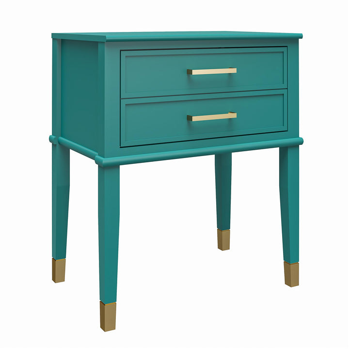 Westerleigh 2 Drawer Nightstand with Gold Accents - Emerald Green