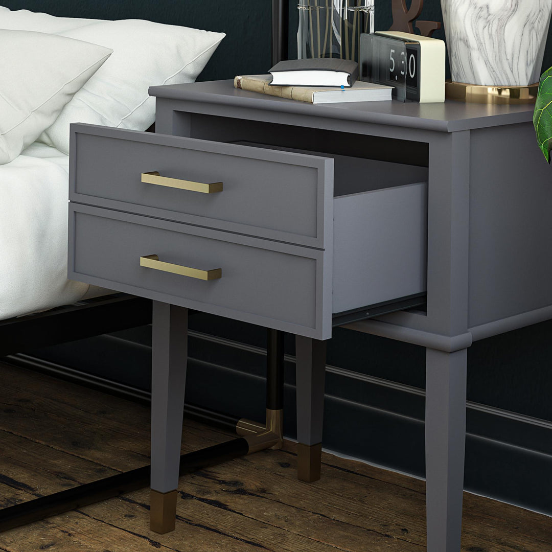 Stylish Nightstand with Two Drawers -  Graphite Grey