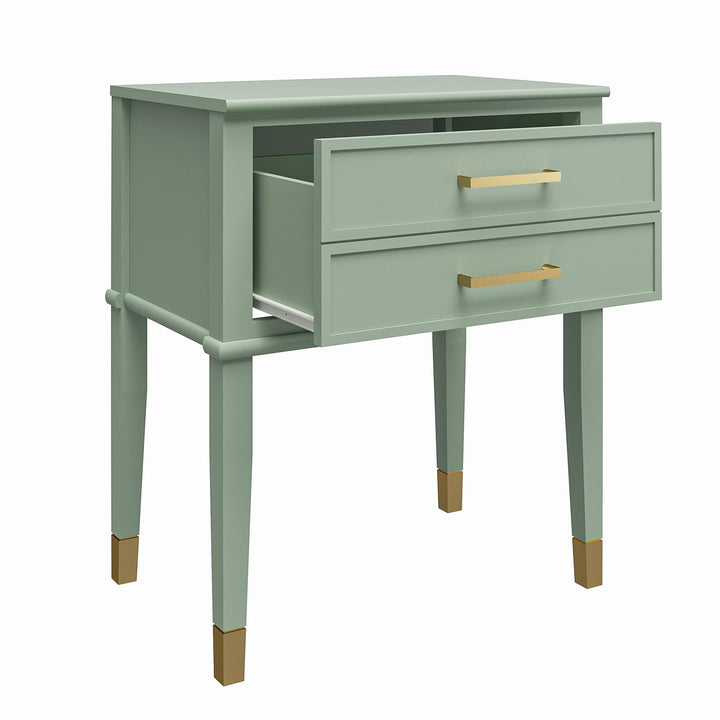 Westerleigh 2 Drawer Nightstand with Gold Accents - Pale Green