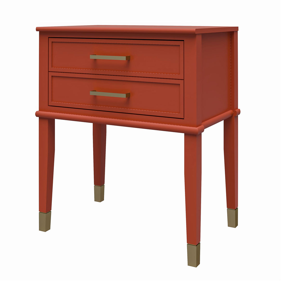 Stylish Nightstand with Two Drawers -  Terracotta