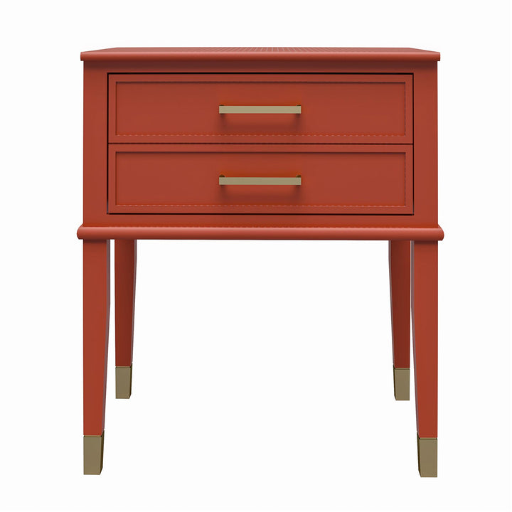 Westerleigh 2 Drawer Nightstand with Gold Accents - Terracotta