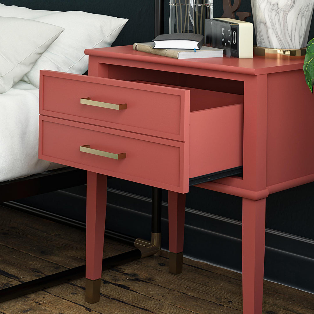 Contemporary 2 Drawer Nightstand End Table -  Terracotta