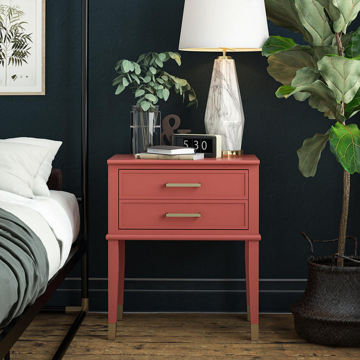 Modern 2 Drawer Nightstand -  Terracotta