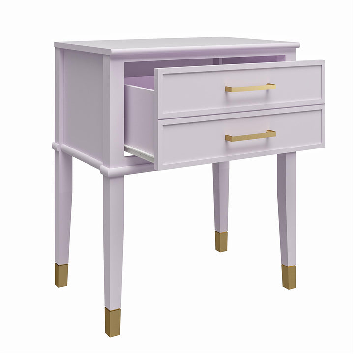 Westerleigh 2 Drawer Nightstand with Gold Accents - Lavender