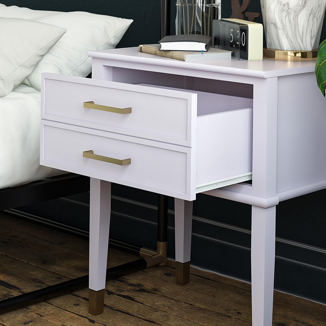 Westerleigh 2 Drawer Nightstand with Gold Accents - Lavender