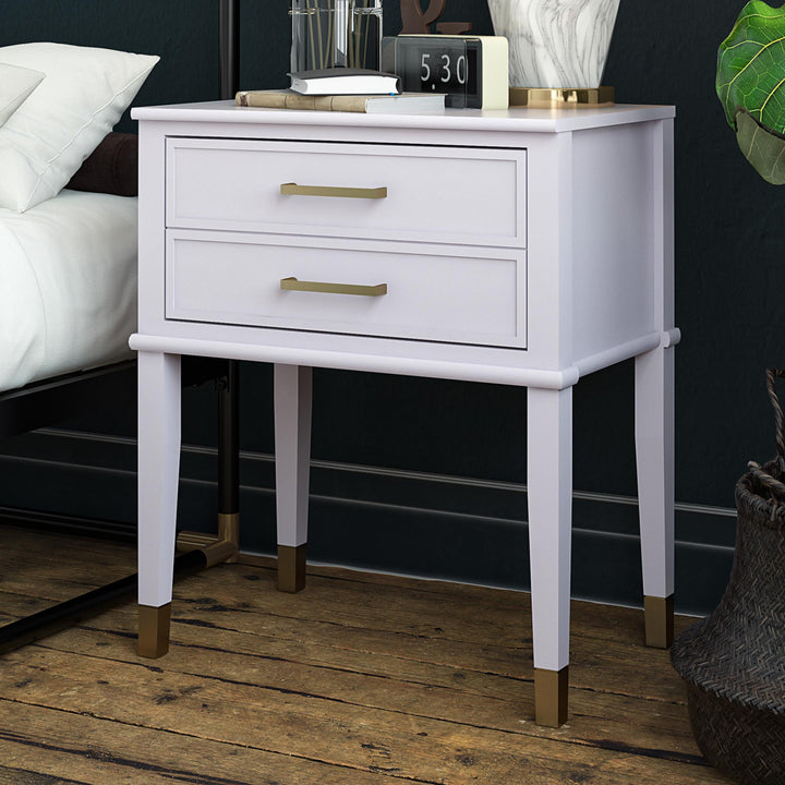 Westerleigh 2 Drawer Nightstand with Gold Accents - Lavender