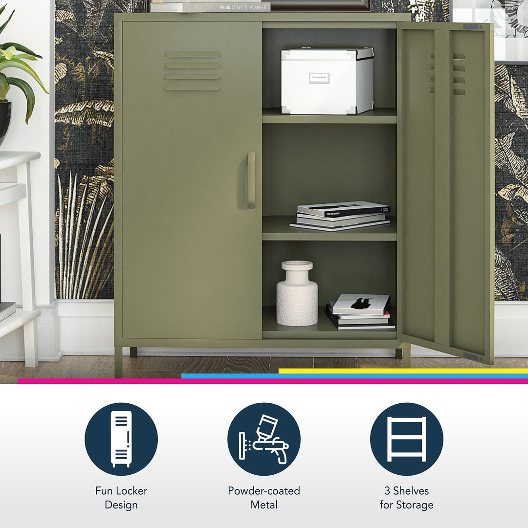 Shadwick 2 Door Metal Locker Style Accent Storage Cabinet - Navy