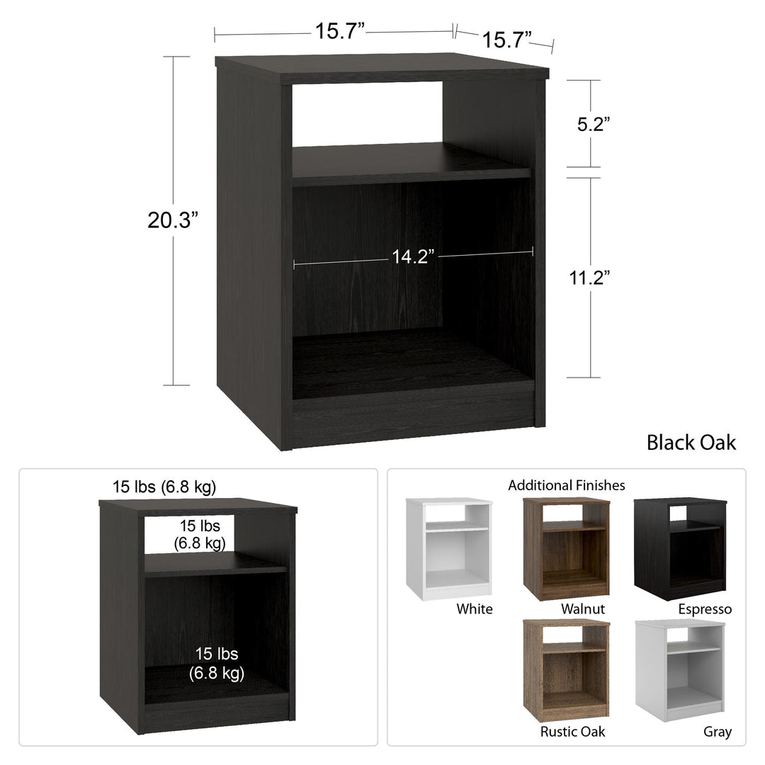 Rustic bedside table with storage options - Rustic Oak