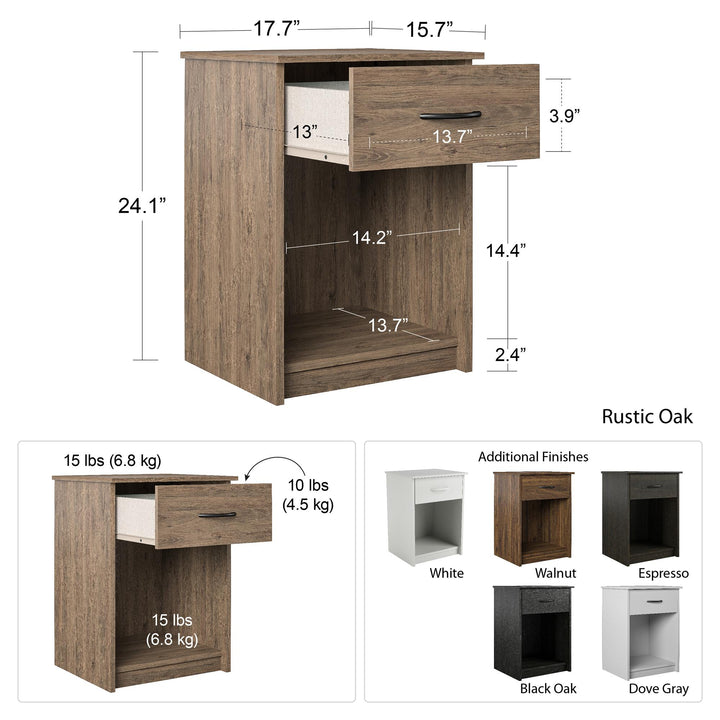 modern 1 drawer nightstand with open compartment - White