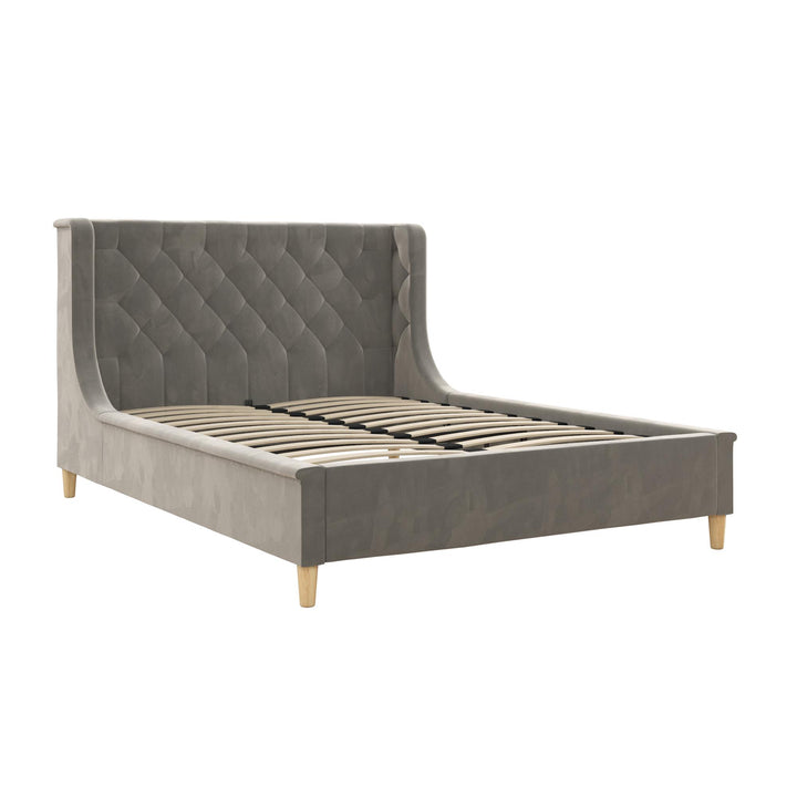 Monarch Hill Ambrosia Upholstered Bed with Diamond Tufted Headboard - Gray - Full