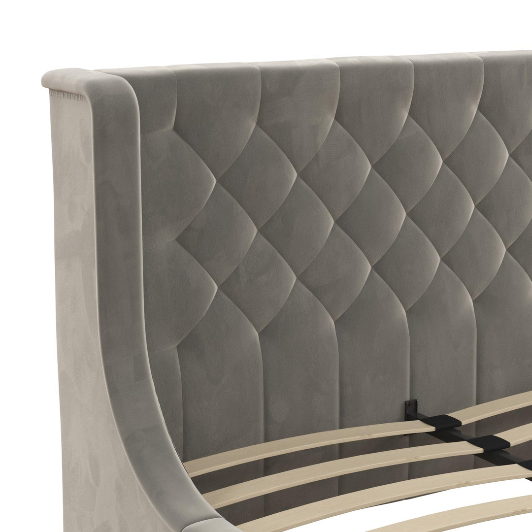 Monarch Hill Ambrosia Upholstered Bed with Diamond Tufted Headboard - Gray - Full
