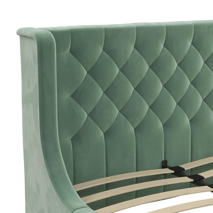 Monarch Hill Ambrosia Upholstered Bed with Diamond Tufted Headboard - Teal - Full